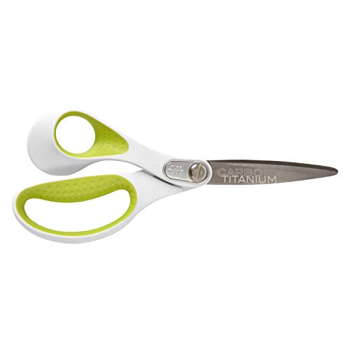 Westcott 16935 8-Inch Heavy-Duty Lefty Carbo-Titanium Scissors For Office and Home, Straight (16935) - color: White/Green