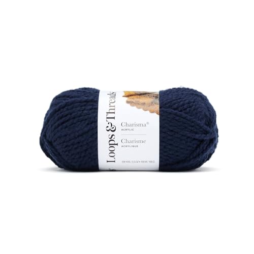 Loops & Threads Charisma Yarn - Multicolor Yarn for Knitting, Crochet, Weaving, Arts & Crafts - Dark Blue, Bulk 6 Pack - color: Dark Blue