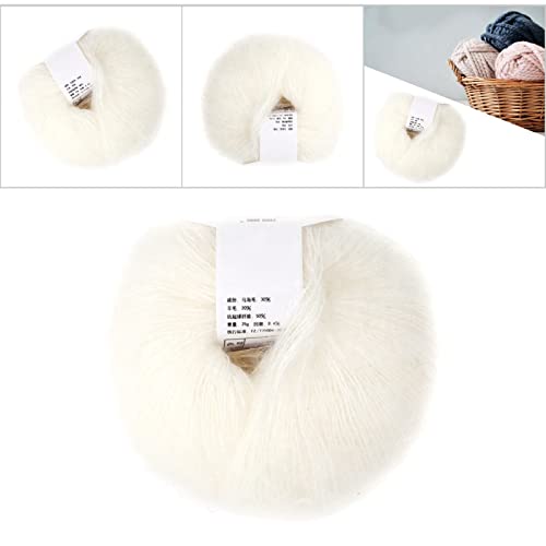 Mohair Knit Soft Angora Long Wool Yarn Hot with a Crochet Popular for DIY Weave(White)