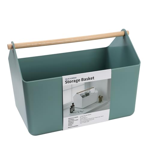 BLUE GINKGO Storage Basket, Large 10.5L, Green, Made in Korea | Portable. Spacious Storage Bin. Everyday Organization. - color: GREEN, size: Large