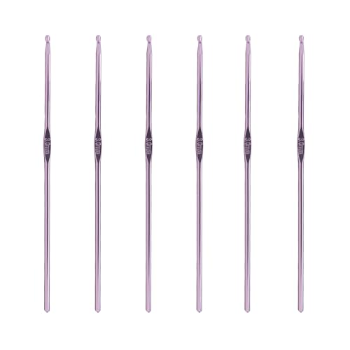 Skweawert 6Pcs 3mm Stainless Steel Crochet Hook | Bulk Hand Needles, for Beginners, Women, College Students, Crocheters - size: 3mm