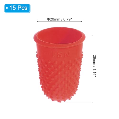 PATIKIL Rubber Finger Tips, 15 Pack Silicone Thumb Fingertip Protector Finger Cots Covers Guard Pads Thimble Grips for Office Counting Sewing, Red M Size - color: Red, size: 1.2x0.8inch（Medium）