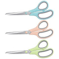LONGKEY 8.5" Pastel Scissors 3-Pack, Ultra Sharp Stainless Steel, Gray | Soft Comfort-Grip Right/Left Hand - color: Gray