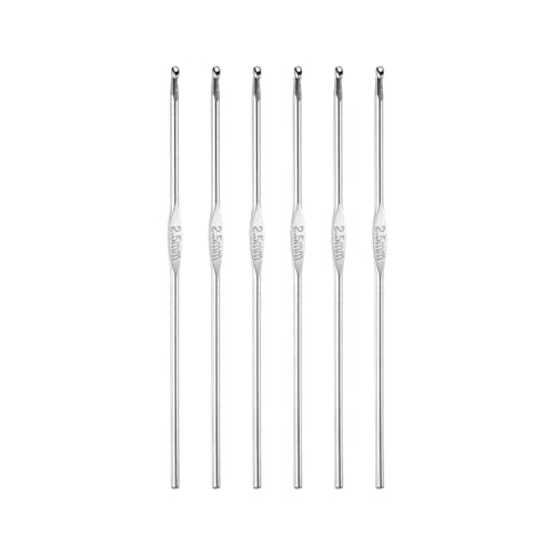 uxcell Stainless Steel Crochet Hook 2.5mm Knitting Needles for DIY Craft Yarn 6Pcs - size: 2.5mm