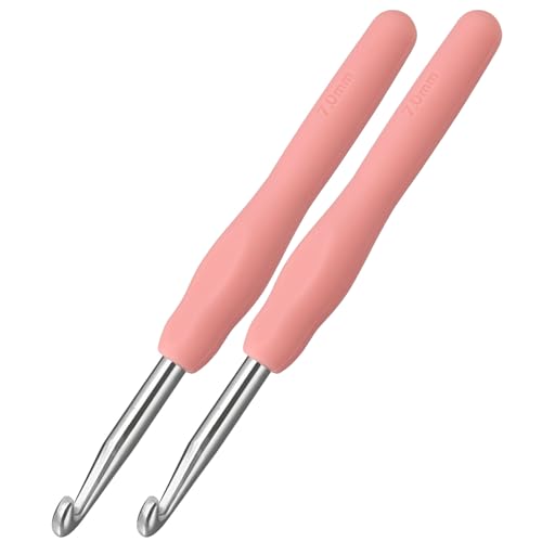 2Pcs 7.0mm Crochet Hooks, Ergonomic Crochet Hook for Arthritis and Beginners, Extra Long, Smooth, Comfortable (7.0mm) - size: 7.0mm