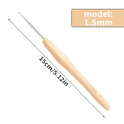 Small Size Crochet Hook Lace Crochet Needle, 1.5mm Crochet Hook, Ergonomic Crochet Hooks，Embroidery Thread Knitting Weaving Tool (1.5 mm) - size: 1.5mm