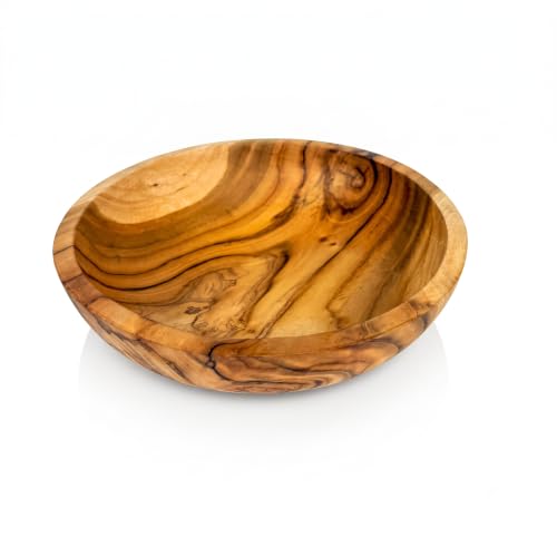 ANDALUCA 9 Inch Teak Wood Hand Carved Rustic Organic Bowl Small (9"-10" Diameter) - size: 9" - 10" Diameter