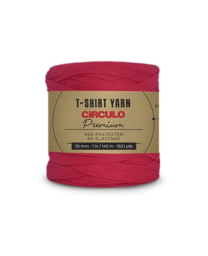 CIRCULO Premium T-Shirt Yarn - Soft, Lightweight, Seamless, Knot-Free. Easy-to-Use. - Fettuccini Zpagetti, T Shirt Yarn for Crocheting & Knitting - 153.1 yds, Magenta - color: 3748 - Magenta