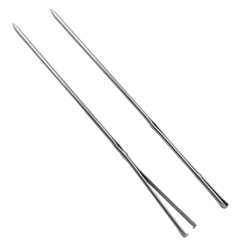 MateIJS 2pcs Stainless Steel Long Bodkin,Long Shoe Lace Needles, Long Leather Sewing Needles with Prong Steel Tips for Leathercraft & Manual Lacing Threading (2 Pieces) - style: long Leather Needle