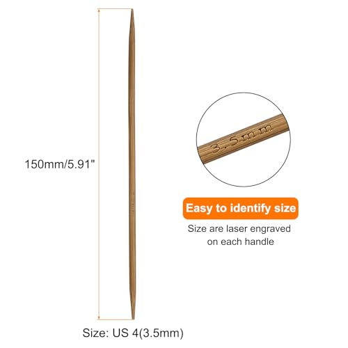HARFINGTON 5Pcs Bamboo Knitting Needles Double Pointed Size US 4(3.5mm) Carbonized 6 Inch(15cm) Straight for Handmade Creative DIY Knitting Craft Yarn Projects - size: US 4(3.5mm)