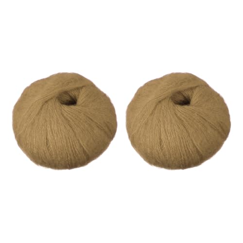 PATIKIL 2 Skeins Mohair Yarn, Soft Yarn Faux Mohair Fuzzy Fur Fine Fluffy Yarns Thin for Crocheting Knitting Sweater Scarf Hat Crafts Blanket Rug, Khaki - color: Khaki