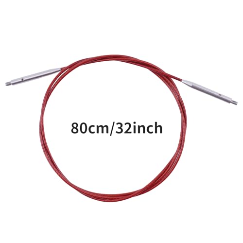 WAZAIGUR Interchangeable Circular Knitting Needles Cable 32inch/80cm | Durable, Smooth, Fit Interchangeable knitting needles, Polished Metal Connector Head, Metallic Cable - size: 32inch/80cm