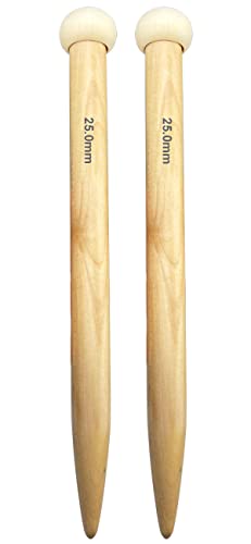 Weabetfu Large Size Bamboo Knitting Needle Straight Single Pointed Thick Knit Needles 13.8-inch Length Jumbo Knitting Needles for Huge Chunky Yarn Handmade DIY Knitting,US Size 50(25mm) - size: 25mm(U)