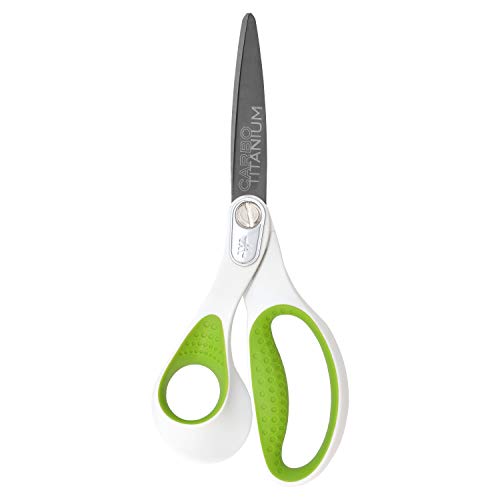 Westcott 16935 8-Inch Heavy-Duty Lefty Carbo-Titanium Scissors For Office and Home, Straight (16935) - color: White/Green
