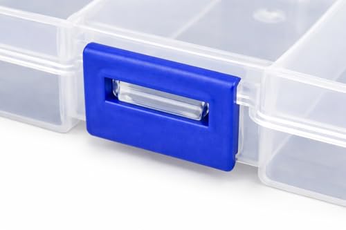 Clear Plastic Organizer Boxes 4 Pack – Small Parts Storage Organizer with Secure Lids – Hardware, Craft, Bead, Fishing Tackle & Screw Organizer Containers