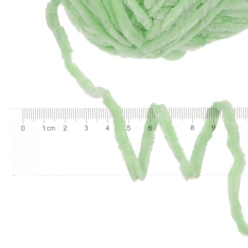 HARFINGTON 1 Skein Velvet Yarn Chenille Yarn 100g/3.5oz 87 Yards Total Length 6# Super Bulky Polyester Soft Blanket Yarn for Knitting Bag Scarf, Light Green - color: Light Green