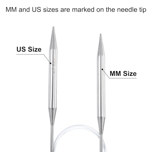 uxcell US 15(10mm) Knitting Circular Needle 40 Inch(100cm) Metal Round Stainless Steel Needle with Large Eye Sewing & Stitch Markers for Handmade Projects DIY Knit Blankets - size: US15(10mm)