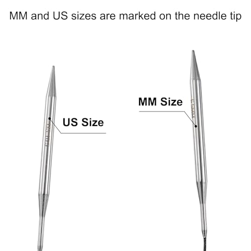 uxcell 10.25 Gauge Knitting Circular Needle 16 Inch(40cm) Metal Round Stainless Steel Needle with Large Eye Sewing & Stitch Markers for Handmade Projects DIY Knit Blankets - size: 6.5mm, 16 inch