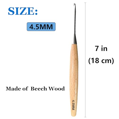BsHooker Beech Wood Handle Crochet Hooks,4.5mm Ergonomic Crochet Hooks for Beginners and Arthritic Hands,Comfortable Grip - size: 4.5mm