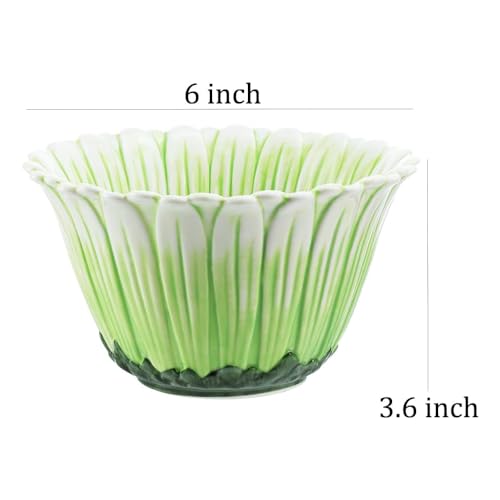 WAIT FLY Green Daisy Ceramic Rice/Salad/Soup/Dessert/Cream Soup Bowls - color: Daisy