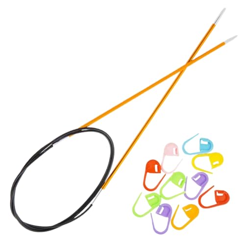 KnitPro Zing 32-Inch US 1 (2.25mm) Circular Knitting Needles | Aluminium, Color-Coded, Sharp Tips, Smooth Joins, Stainless Steel Memory-Free Cables, 10 Stitch Markers - size: US 01 (2.25mm), 32in. (80cm)