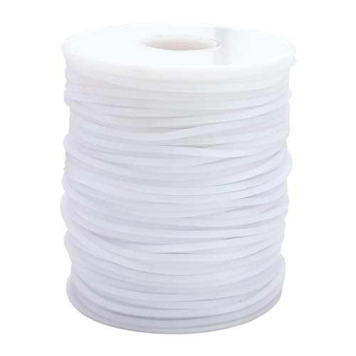 Hollow Rubber Tube Cord 54 Yards 2mm White Stitch Keeper with 1mm Hole | Tubing Knitting Barber Cord Rubber Saver Hollow Rubber Pipe with Spool for Knitting Projects Jewelry Making Bead Creations - color: White