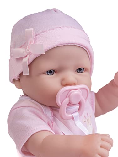 JC Toys - La Newborn Nursery | 7 Piece Baby Doll Gift Set | 12" Life-Like Baby Doll with Accessories | Pink | Ages 2+ (18344) - color: Pink Caucasian