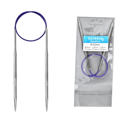 4.5mm Circular Knitting Needles - 16-inch/40cm US7 Ergonomic Stainless Steel Set with Tangle-Free Cable and Smooth Joints, Ideal for Hats, Socks, and Sleeves - size: 4.5mm/US7