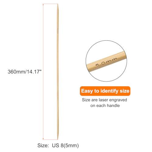 HARFINGTON 4Pcs Bamboo Knitting Needles Double Pointed Size US 8(5mm) Carbonized 14 Inch(36cm) Straight for Handmade Creative DIY Knitting Craft Yarn - size: US 8(5mm)