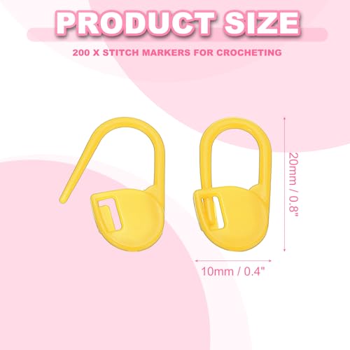 PATIKIL Crochet Stitch Markers, 200Pcs Plastic Knitting Markers Needle Pin Locking Stitch Marker for Sewing Crocheting DIY Craft, Yellow - color: Yellow