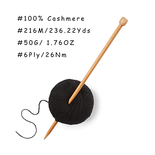 100% Inner Mongolian Cashmere Yarn Luxurious Hand Knitting Yarn Home Necessity for DIY Crafts - color: Black, size: 1 ball