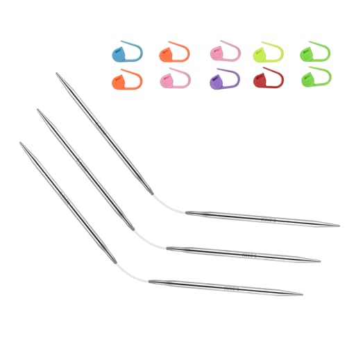 US10/6.0mm9-inchFlexibleCircular DoublePointed Knitting Needles,3-PieceSet | Perfect for knitting socks, stuffed animals, fingerless gloves, coasters, and other small, delicate knitting projects - size: 6.0MM