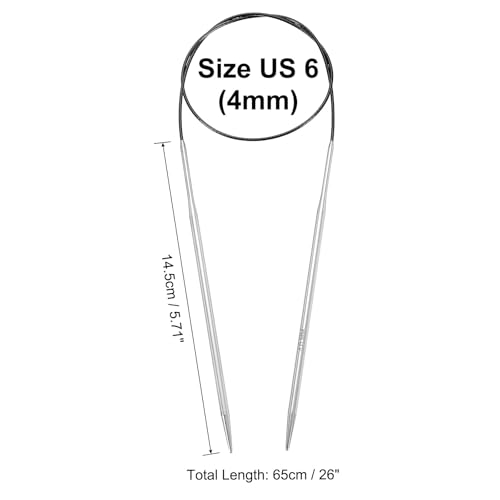 uxcell Size US 6 (4mm) Knitting Needles Circular Needle 26 Inch(65cm) Round Metal Stainless Steel Needle for Handmade Projects DIY Knitting Black - color: Black, size: 26 inch Size US 6(4mm)