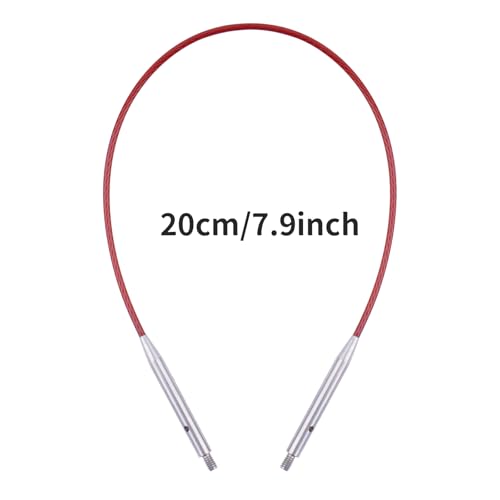 WAZAIGUR Interchangeable Circular Knitting Needles Cable 7.9inch/20cm | Durable, Smooth, Fit Interchangeable knitting needles, Polished Metal Connector Head, Metallic Cable - size: 7.9inch/20cm