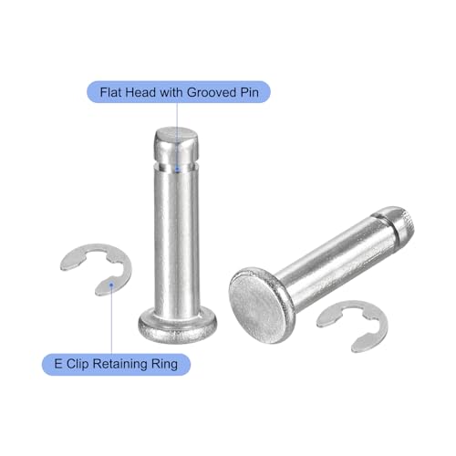 uxcell 20Set M4x16mm 304 Stainless Steel Cylindrical Shaft Snap Ring Locating Pin, Flat Head Grooved Hinge Cylinder Position Pin with E Clip Retaining Ring, Silver - size: M4x16mm
