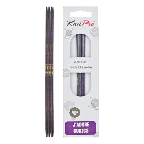 KnitPro J’Adore Cubics Double Pointed Needles 6" (15cm) | US Size 1.5 (2.5mm) - size: US 1.5 (2.5mm)