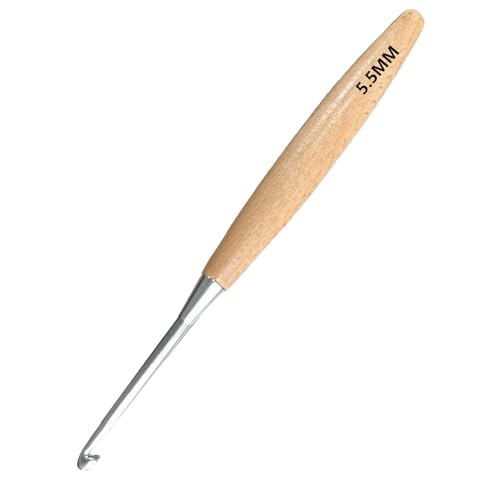 Beech Wood Crochet Hooks, 5.5mm Ergonomic Handle Long Crochet Needles | Comfortable Smooth Crochet Hooks Perfect for Hand DIY Crocheting Yarn, for Beginners and Experienced Crochet Lovers - size: 5.5mm
