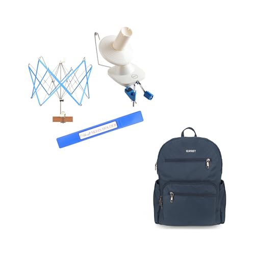 Olikraft Yarn Winder and Yarn Swift Set and Crochet Bag Organizer – Hand-Operated Yarn Ball Winder with Skein Holder and Water-Resistant Yarn Storage Bag for Crocheting & Knitting Supplies