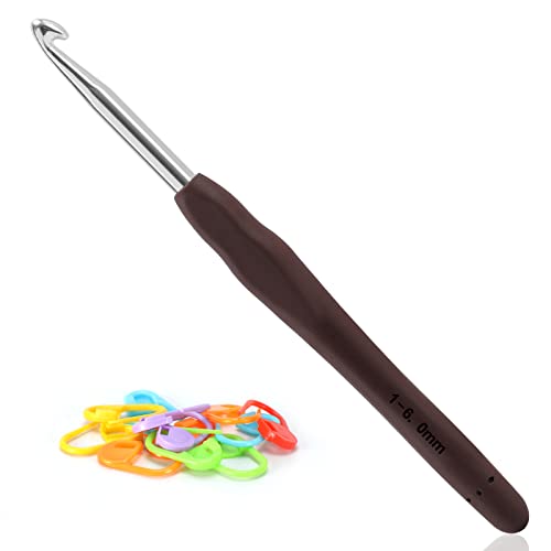 Vodiye Professional Extra Long 6mm Crochet Hooks Set, Ergonomic Handle, for Beginners and Experienced Lovers - size: 1pc - 6mm