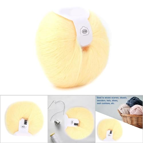 Plplaaoo Soft Angora Mohair Yarn Long Wool Knitting - Lightweight Warm Yarn for Winter Scarves, Crochet Knitting Yarns for Shawls Sweaters Hats DIY Crafts (26g, Goose Yellow) - color: 02 goose yellow