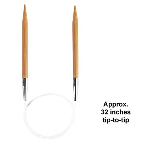 ChiaoGoo Bamboo 32-Inch, US 0 (2mm) Circular Knitting Needle | Bamboo Semi-Sharp Tips, Stainless Steel Memory-Free Cable, Smooth Metal Join, Easy-Grip, Stitch Holder - size: US 0 (2.0mm), 32 in. (80cm)