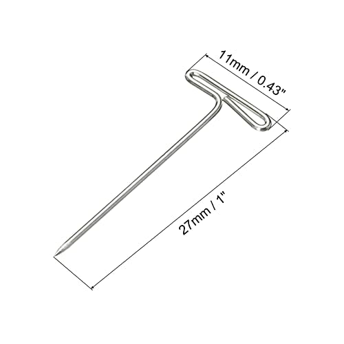 PATIKIL 1 Inch T-Pins, 200 Pack Stainless Steel Blocking Pin Needles for Modelling Crafts, Silver - size: 27mm