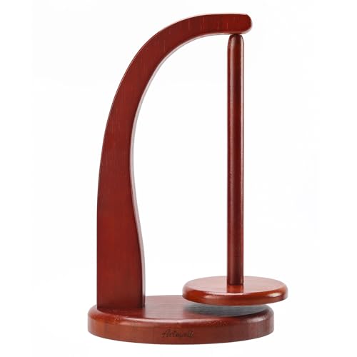 Yarn Holder for Crocheting with Magnetic Yarn spinner-Warm Brown-Standard | Wooden Yarn Ball Holder for Crochet Yarn Storage Organizer with 360° Rotating Spindle, Gift for Knitting Lovers - color: Mahogany, size: Standard Size