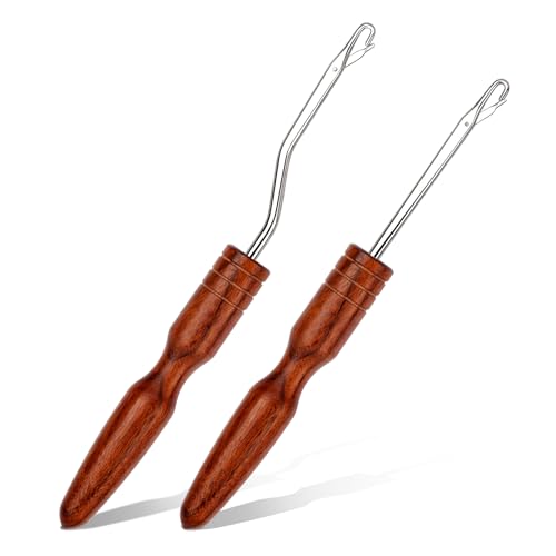 BALDCC 2 Sizes Wooden Latch Hook, Bent Latch Hook Tools for Hair | Crochet Hooks for Hair, Rug Hook, Latch Hook Tools for Micro Braids, Hair Extension, Rug Making and Crochet Crafts (Type 3) - color: Type 3, size: 2 Sizes Latch Hook
