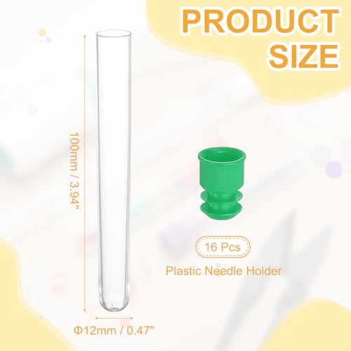 PATIKIL 3.9" Length Plastic Sewing Needle Storage Holder, 16 Pcs Portable Embroidery Needle Clear Pin Toothpick Storage Tubes Case for Craft Knitting, Green - color: Green, size: 3.9"