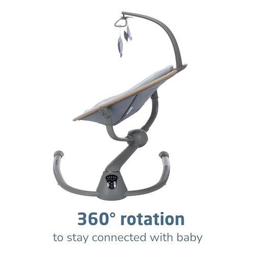 Maxi-Cosi Cassia Smart Baby Swing for Infants, Portable, Foldable Infant Swing with Music, 360 Rotation, 5 Speeds, 12 Melodies, EcoCare Fabric, Auto Motion Sensor, 2 Reclines, Classic Slate - color: Classic Slate