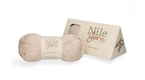 Neith Undyed – 100% Egyptian Cotton DNA Verified, DK Weight, Double-Mercerized Crochet & Knitting Yarn Skein – 100g / 3.5 oz by Nile Yarn - color: Undyed