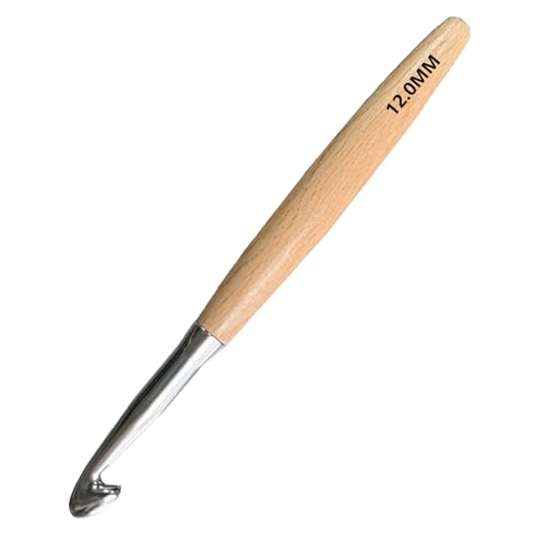Beech Wood Crochet Hooks, 12mm Ergonomic Handle Long Crochet Needles | Comfortable Smooth Crochet Hooks Perfect for Hand DIY Crocheting Yarn, for Beginners and Experienced Crochet Lovers - size: 12mm