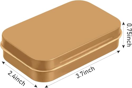 Hulless 12 Pcs Small Hinged Tin Box Metal Tins Storage Containers, Gold | Portable Craft Organizer for Home Storage to pills, candies, herbs, planting seed, nail art etc - color: Gold, size: 3.7'' X 2.3'' (12 Count)