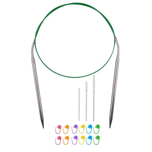 Circular Knitting Needles 32inches/80cm,Size US 9.0(5.5mm) Stainless Steel Round Knitting Needles for Handmade Knitting DIY - size: US9/5.5mm